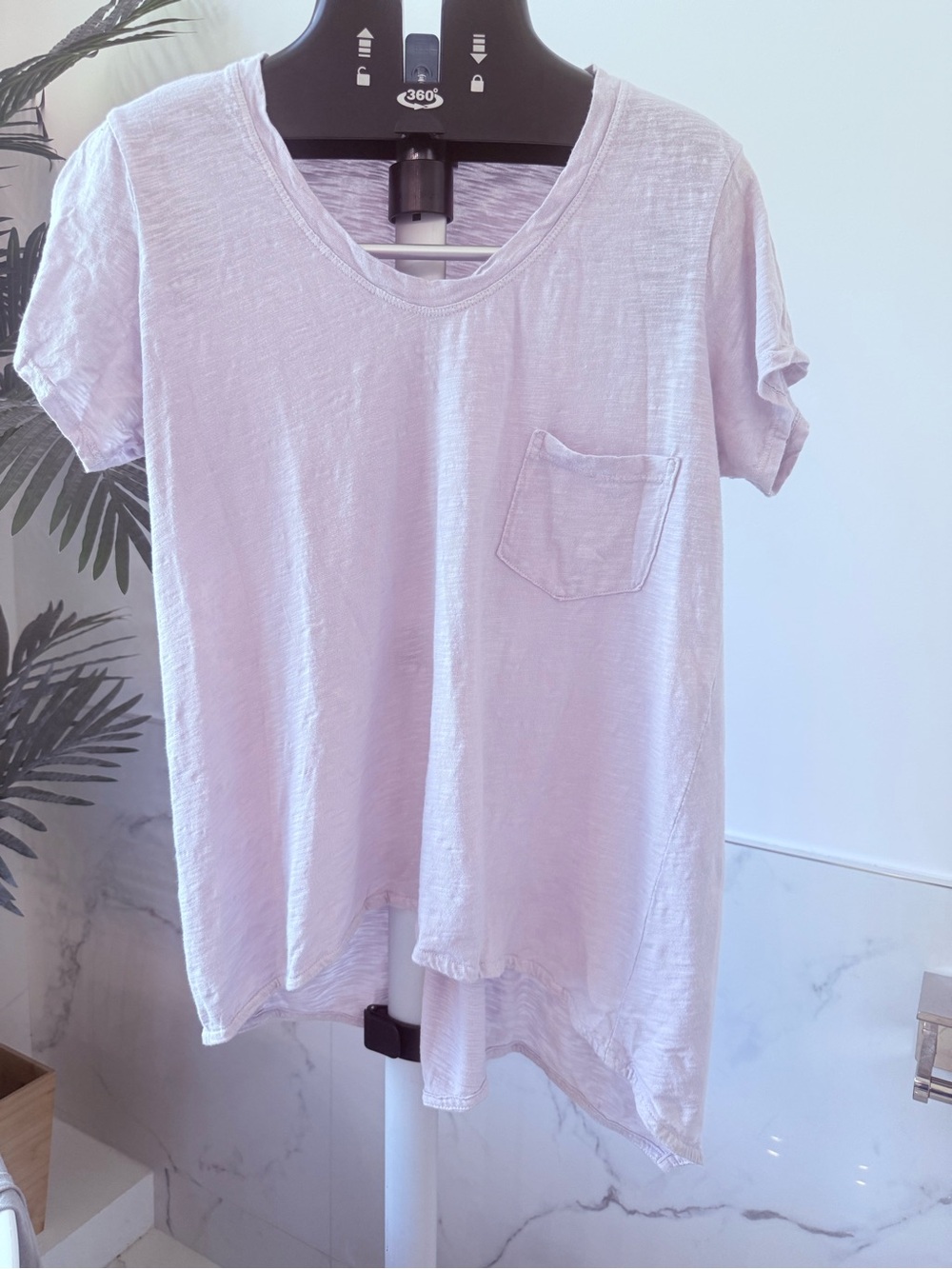 100% Cotton Wilt Light Lilac Short Sleeve Pocket Tee